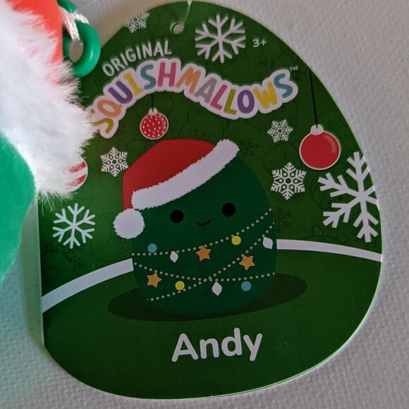 NWT 3.5" Andy the Christmas Tree Santa Purse Clip On Squishmallows Holiday Mini - Picture 5 of 5